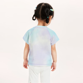 迷你巴拉巴拉男童女童T恤2024夏季宝宝纯棉百搭儿童短袖T恤 蓝紫色调00387 100cm