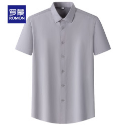 romon罗蒙男士休闲易打理短袖衬衫2024夏季新款工装衬衣男