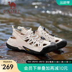 CAMEL 骆驼 2024夏季新款情侣户外凉鞋透气软弹舒适免系徒步休闲鞋 G24M342616 米白女 37