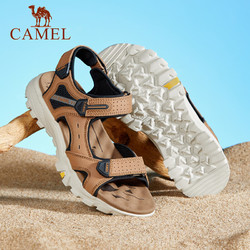 CAMEL 骆驼 夏季新款柔韧细腻轻便鞋休闲凉皮鞋男 沙色 38