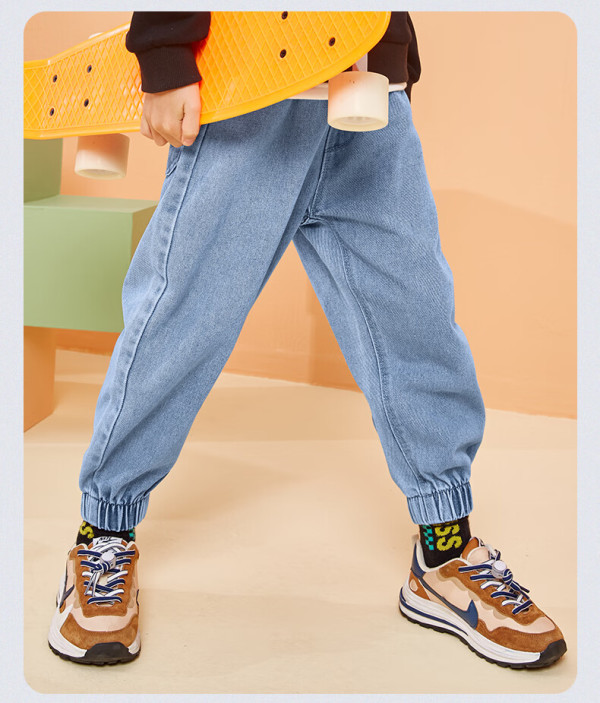 真维斯男童牛仔裤春秋2024男大童痞帅休闲长裤儿童春季时尚宽松裤子