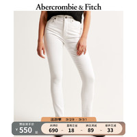 ABERCROMBIE & FITCH女装 24春夏美式时尚休闲高腰紧身九分牛仔裤 358447-1 白色 27R (165/72A)