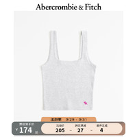 Abercrombie & Fitch 女装 24春夏 美式风基本款辣妹小麋鹿罗纹背心 359015-1 浅灰色 S (165/92A)