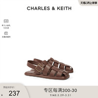 CHARLES & KEITH CHARLES＆KEITH22春季新款CK1-71870005编织镂空学院风平跟凉鞋女
