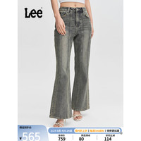 Lee24春夏427标准高腰喇叭中蓝色女牛仔裤潮LWB100427101-453 中蓝色(裤长30) 26