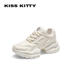 Kiss Kitty KISSKITTY2024年春季新款老爹鞋厚底增高小白鞋真皮运动鞋女