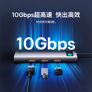 倍思拓展坞Type-C扩展坞USB3.1分线HUB转换器千兆网口10G疾速4K60Hz投屏PD100W读卡通用雷电笔记本电脑