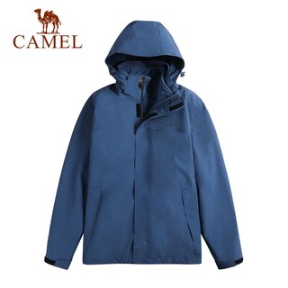 骆驼（CAMEL） 户外冲锋衣男女三合一两件套可拆卸秋冬登山服装外套 8165，绛蓝，男 S