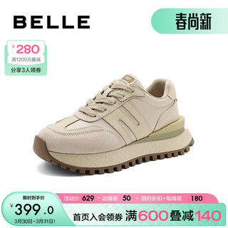 BeLLE 百丽 百搭时尚运动鞋女24春季时尚撞色休闲鞋B1756AM4 米色 37