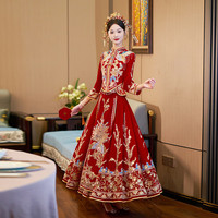 绣和坊秀禾服新娘2024春夏敬酒服结婚服新中式出阁服重工秀和服大码 莺歌重工款(丝绒款) L