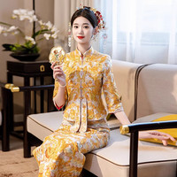 枝己秀禾服新娘婚纱2024高端褂皇龙凤褂结婚礼服中式嫁衣敬酒服 9053 M