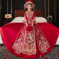 枝己(ZEIMSSMM)高端秀禾服新娘2024重工奢华结婚中式婚纱礼服高级新式秀和服 8078缎面简版 M