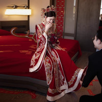 枝己秀禾服新娘婚纱2024新中式结婚礼服中式嫁衣古装敬酒服龙凤 8205 L