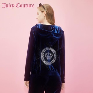 Juicy Couture 橘滋 奢华重工logo烫钻皇冠丝绒女式外套