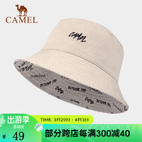 CAMEL 骆驼 户外双面渔夫帽女春秋大帽檐遮阳帽美式太阳帽盆帽女 133SB00007A，杏色 均码