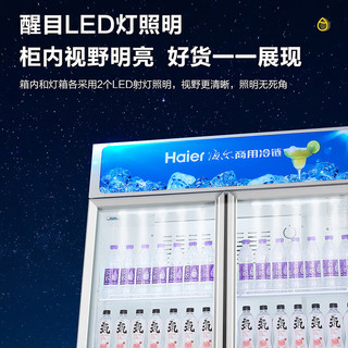 Haier 海尔 冰柜商用大容量立式展示柜冷藏保鲜风冷无霜水果饮料商超便利店玻璃门冷柜650升 620升丨约500瓶装量650HS