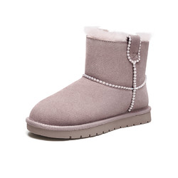 CAMEL 骆驼 冬季新款潮流时尚百搭加厚保暖舒适平跟珠子耐燥雪地靴