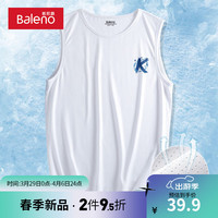班尼路字母K冰丝凉感背心男夏季薄款网眼透气速干运动外穿美式潮牌坎肩 【冰丝】-白#MBK蓝X M