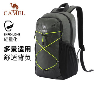 CAMEL 骆驼 户外双肩包书包登山包旅行背包徒步旅游运动防水休闲学生书包 573C875023，墨绿色
