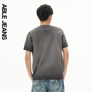 ABLE JEANS 欧帛牛仔 24夏季中国想象玉落青龙新中式图案男士短袖T恤 古黑 S