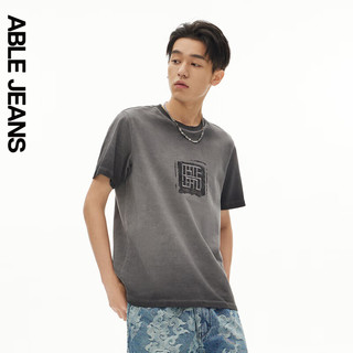 ABLE JEANS 24夏季中国想象玉落青龙新中式图案男士短袖T恤 古黑 XXL