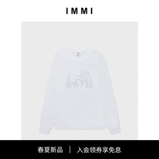 IMMI24春夏烫钻LOGO长袖T恤141LT009Y 白色 0