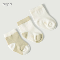 aqpa【10色可选】3双装婴儿袜子 夏季新生儿宝宝棉质有机棉袜中筒松口 白色+绿色+绿白 0-3个月6-8cm/袜底长约7cm
