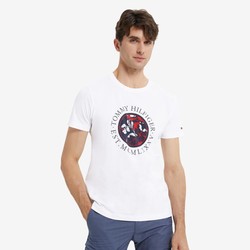 TOMMY HILFIGER 汤米·希尔费格 男装纯棉潮流环形印花LOGO圆领透气短袖T恤28170