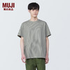 MUJI 無印良品 无印良品（MUJI）男式 天竺编织 圆领短袖T恤 男士打底衫男款 夏季新品AB1MKA4S 深绿色条纹 L (175/100A)