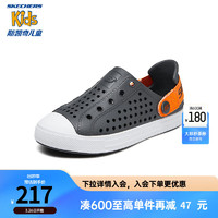 Skechers斯凯奇儿童夏季款凉鞋男童一脚蹬中大童洞洞鞋时尚休闲鞋406600L 炭灰色/橘色/CCOR 37码