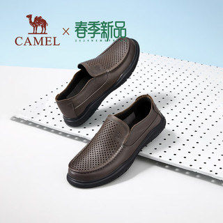 骆驼（CAMEL）2024夏季免系套脚乐福鞋透气舒适商务休闲鞋 G14M155655 黑色 42