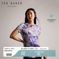 Ted Baker2024春季女士气质印花修身圆领短袖T恤273579 蓝色 0