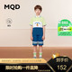 MQD 马骑顿 童装男童翻领短袖套装夏装新款中大儿童韩版短裤两件套洋气 浅绿