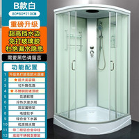 畅玩 澳瑞莎淋浴房洗澡家用一体式封闭式沐浴房整体浴室淋浴房滑轮玻璃扇形 B款80x80/全系标配美容镜