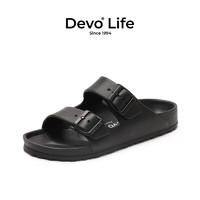 Devo 的沃 Life的沃男女同款凉拖EVA一字拖鞋外穿夏季防水海边沙滩鞋1618 黑色EVA 41