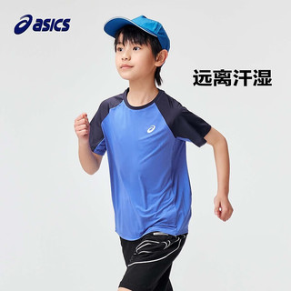 asics亚瑟士童装2024春夏季男女童吸湿速干柔软舒适插肩短袖T恤 65F白粉 160cm