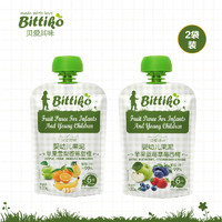 bittiko 贝爱其味 婴幼儿果泥宝宝辅食6月+丽家宝贝 苹果蓝莓+苹果雪梨 100g 2袋