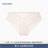 卡尔文·克莱恩 Calvin Klein 内衣24春夏女士性感蕾丝半包臀防夹臀内裤QF7755AD K6L-奶油白 M