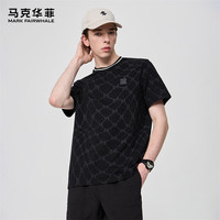 马克华菲【字母满印】短袖T恤男2024春夏圆领休闲百搭撞色简约打底T恤 001黑色 L