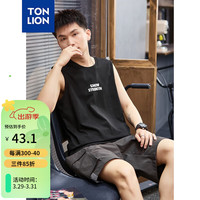 唐狮 TONLION男发泡印字母休闲背心 黑色 M