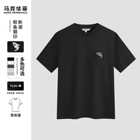 马克华菲【亲肤柔顺】舒弹有型短袖T恤男2024夏季简约百搭纯色休闲短t 001黑色 M