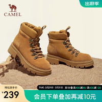 骆驼（CAMEL）女鞋冬季时尚休闲复古厚底户外登山高帮鞋马丁靴女 L23W577151 土黄 39