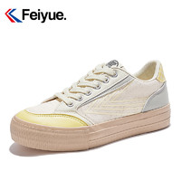 feiyue/飞跃低帮帆布鞋女2024春季时尚印花拼色透气休闲鞋895