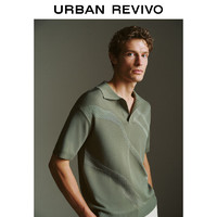 UR2024夏季男装时尚休闲轻商务撞色短袖针织衫UMF940016 绿色 XS