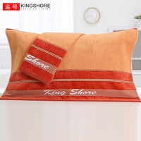 金号纯棉枕巾2条 加大加厚成人吸汗透气家用枕头巾 割绒提缎-棕色2条