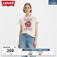 Levi's李维斯24夏季女士时尚宽松印花短袖T恤 米白色 A2226-0080 M