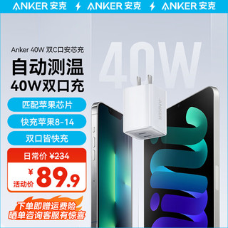 Anker 安克 A2038 手机充电器 双Type-C 40W 白色