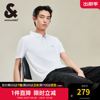 杰克·琼斯（JACK&JONES）夏季常规版型简约字母刺绣设计翻领短袖polo衫男224206031 本白色A06 常规 本白色A06 180/100A/L