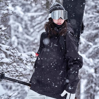 AWKA单板宽松美式滑雪服女秋冬季男士防水3L专业雪地外套上衣 黑 M 偏大一码