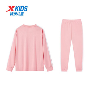 特步（XTEP）儿童童装女童长袖套装基础版型校园针织两件套 晚樱粉 165cm